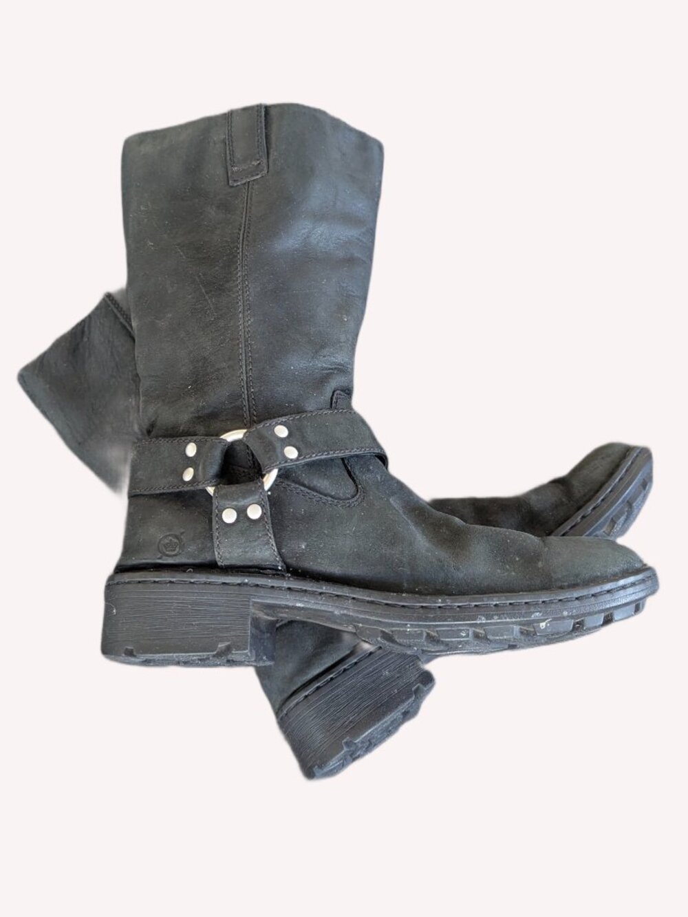 Born Black Leather Women's Pull On Motorcycle Boots - Size 8.5 - Picture 2 of 13